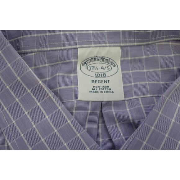 Brooks Brothers Regent Dress Shirt Plaid Button Up Mens Size 17.5 34/35 XL - Picture 8 of 9